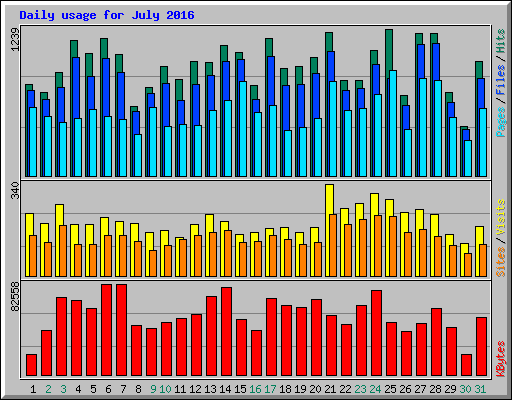 Daily usage for July 2016