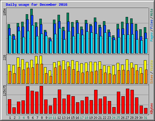 Daily usage for December 2016