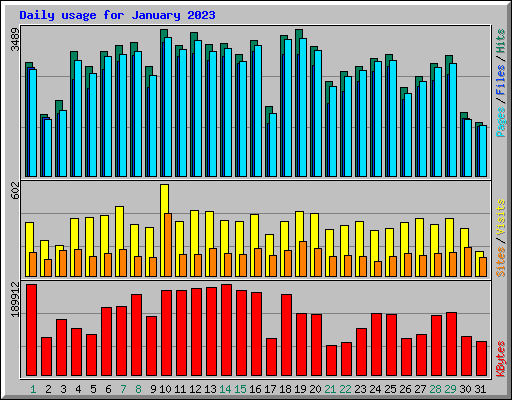 Daily usage for January 2023