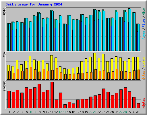 Daily usage for January 2024