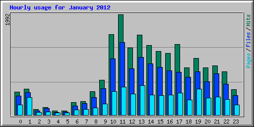 Hourly usage for January 2012