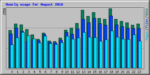 Hourly usage for August 2016